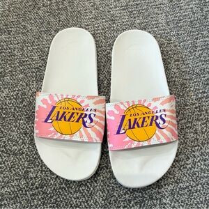 Los Angeles Lakers Pink Logo Slide Sandals for Women